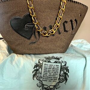 Vintage JUICY couture bag - almost perfect condition! Black straw w/ gold DETAIL